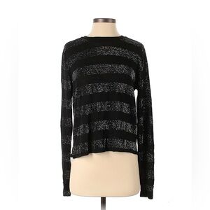 H&M Black and Gray Glitter Shimmer Striped Women's Top Size Small